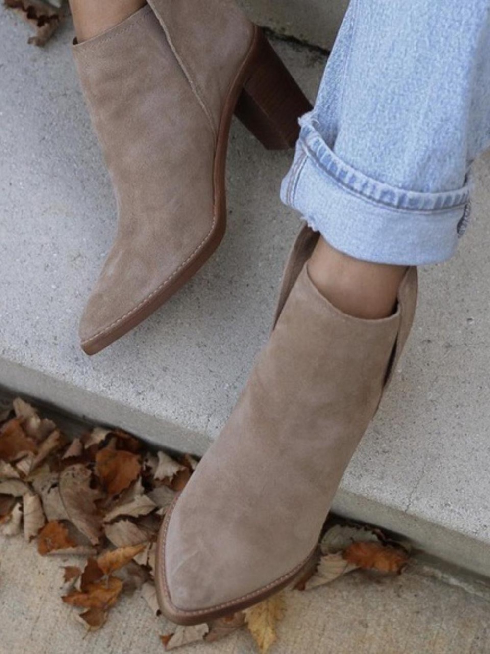 Dolce Vita Taupe Suede Ankle Booties with Block Heel